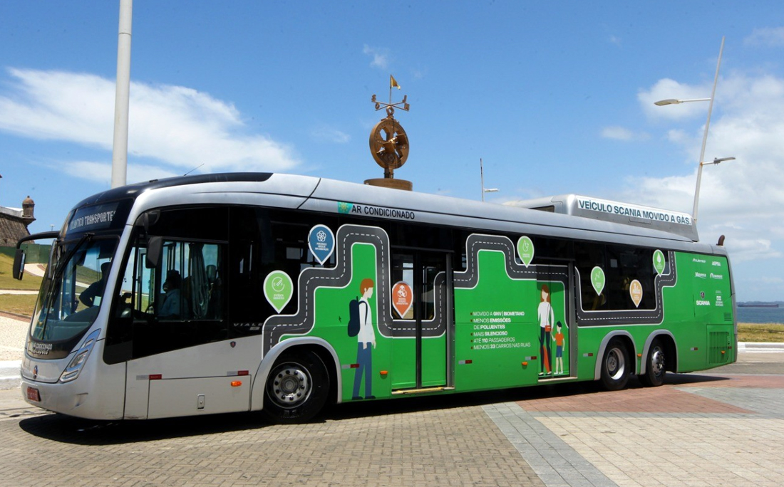 Ônibus movido a GNV e biometano inicia fase de testes em Salvador