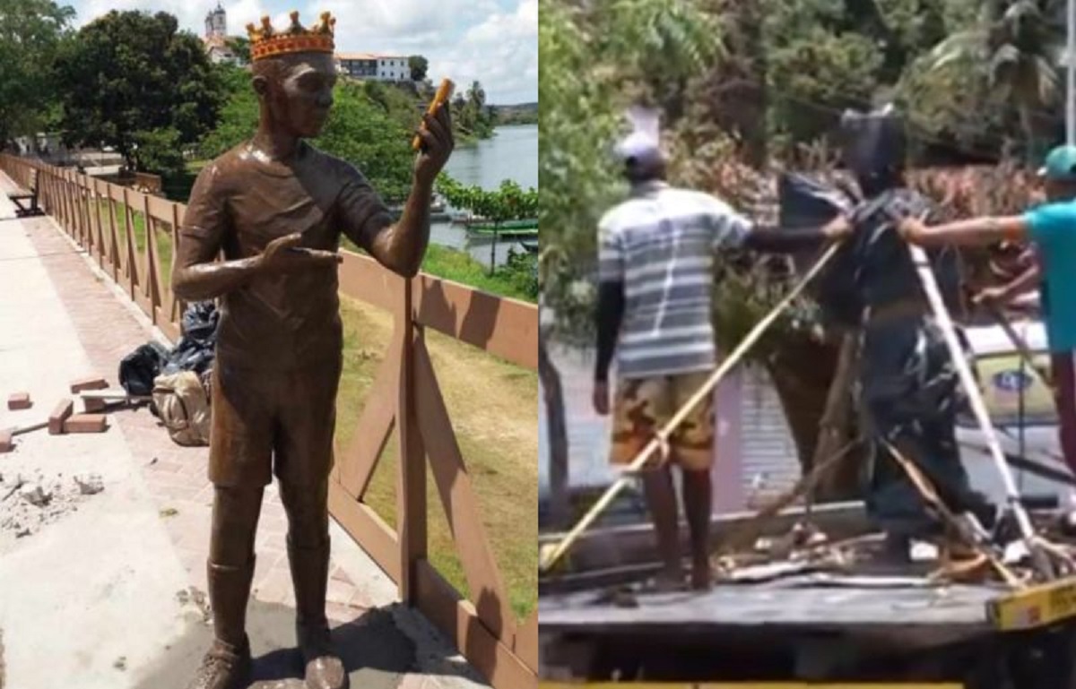 Povo impede instalação de estátua de Carlinhos Maia em cidade alagoana