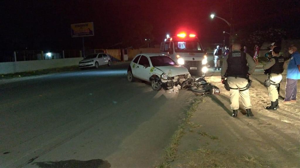 Acidente entre carro e moto deixa uma pessoa ferida em Marechal Deodoro, em Alagoas