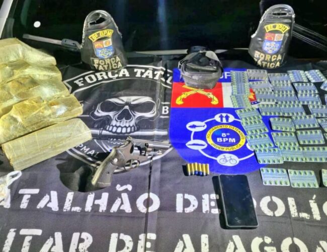 Polícia do 8º BPM captura traficante e recupera quase 5 quilos de entorpecentes em operação em Rio Largo.